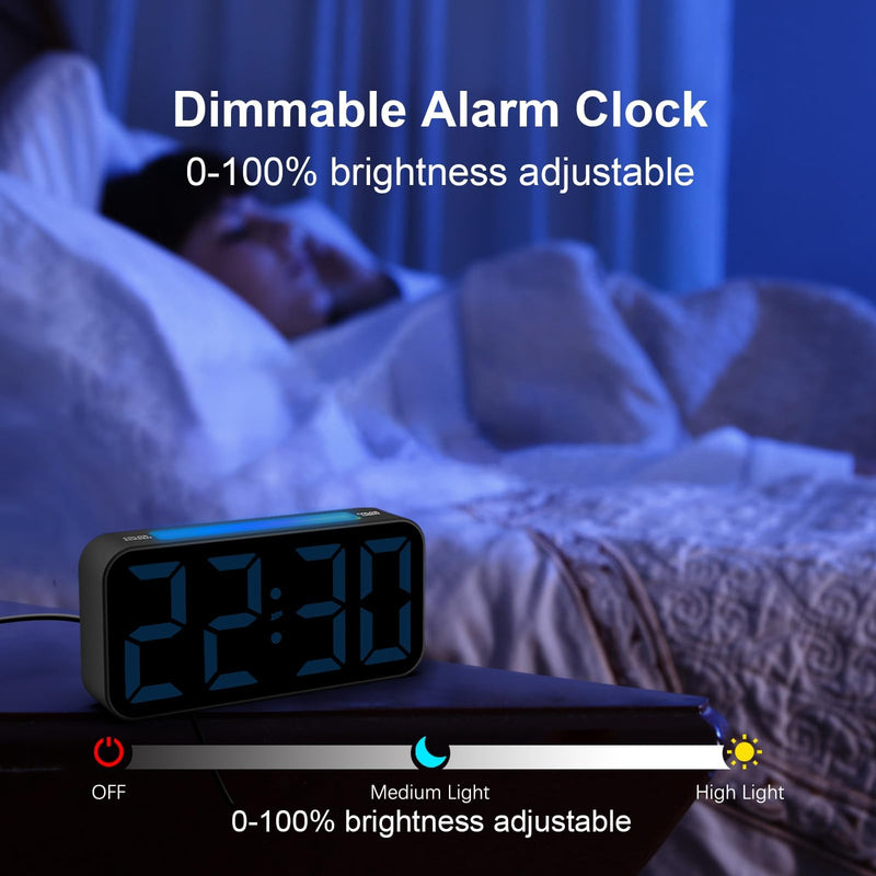 Loud Alarm Clocks for Bedrooms Heavy Sleepers, Plug-in Digital Bedside Clock with Night Light, Large Display, Dual Alarm, Snooze, Dimmable for Kids Teens Boys Girls Rgb