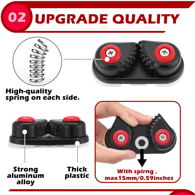 Kayak Cam Cleats Rope Cam Rope Cleat Lock Aluminum Cams Cleats Fast Entry Boat Dock Cleat for Line Sizes Upto 5/8-inch for Sailing Sailboat Kayak Boat Canoe Dinghy 3
