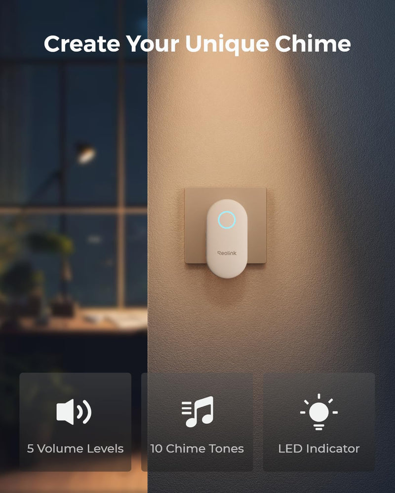 Reolink Digital Chime, Only Compatible with Reolink Video Doorbell, Easy Plug & Play, Remote Control via the App, Multiple Ringtone Choices