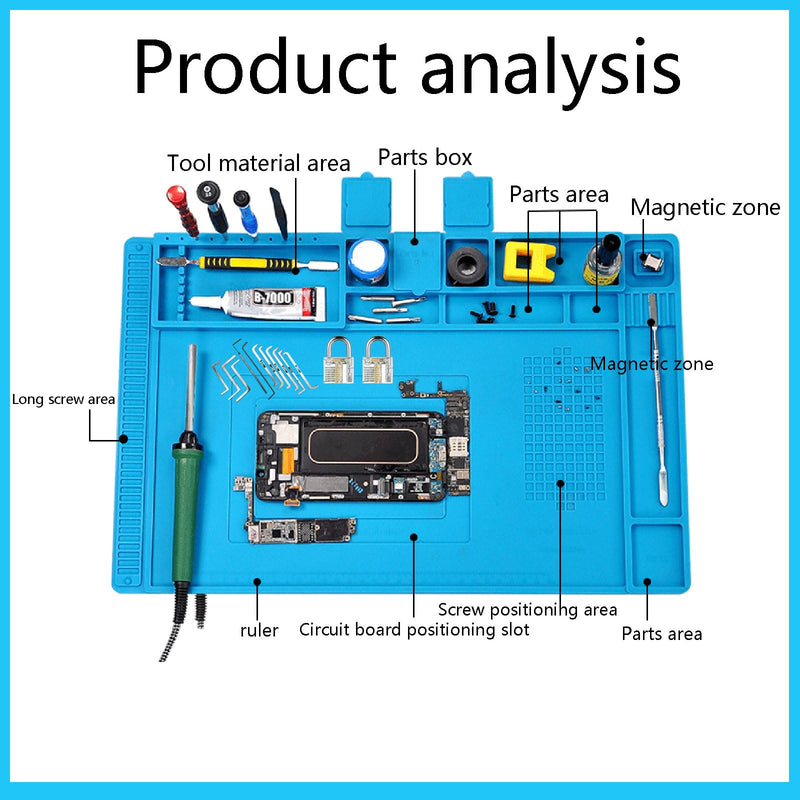 Premium Silicone Workbench Mat 17.7" x 11.8"，Lock Pinning Mat，Lock Picking Kit/Set for Beginners and Locksmith pins，Soldering Mat Heat Resistant，Electronics Repair Mat with Magnetic for Screws, Phone