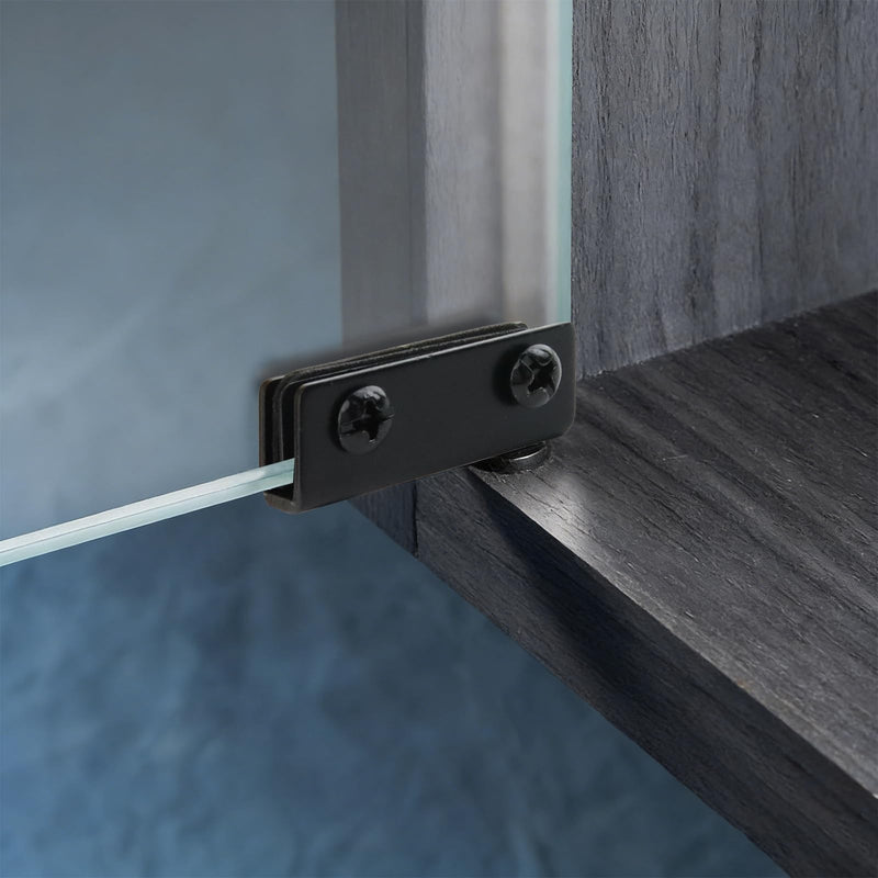 T Tulead Double Magnetic Latch Catch Glass Door Latch Clamp Black Magnetic Touch Latch Set Style 2, Black