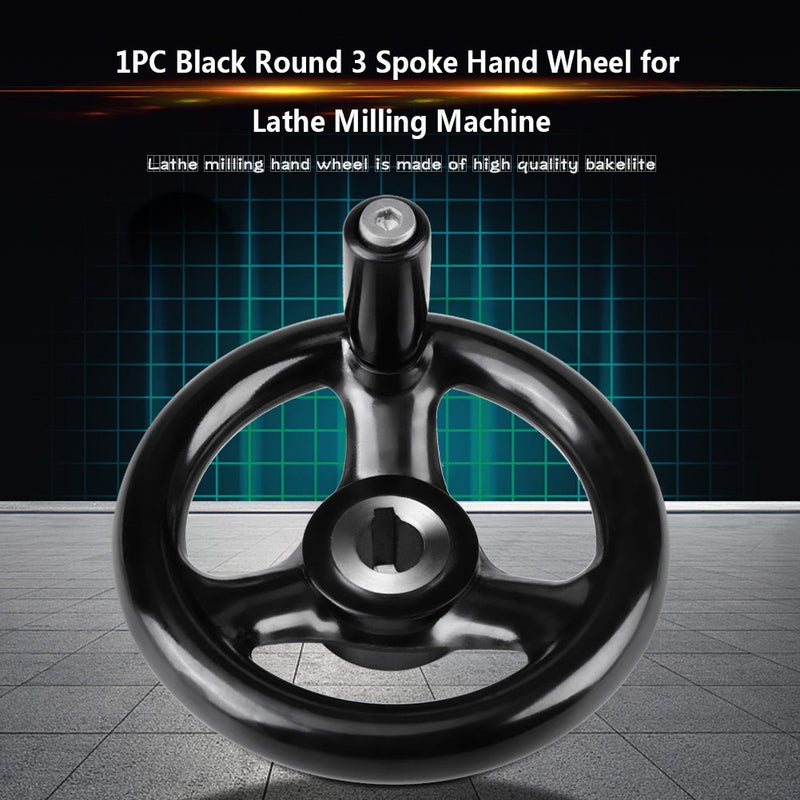 Hand Wheel 12mm, Bakelite Black Round 12 * 100mm 3 Spoke Hand Wheel Revolving Handle for Lathe Milling Machine