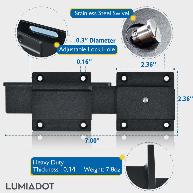 Flip Gate Latch Lock with Padlock Hole 2Pack, 3.5mm Heavy Duty Aluminum Alloy Adjustable Door Latch for Sliding Swing Open Door, Outdoor Gate, Wooden Fence, Barn Door, Shed, Garage, Yard 2 Pack