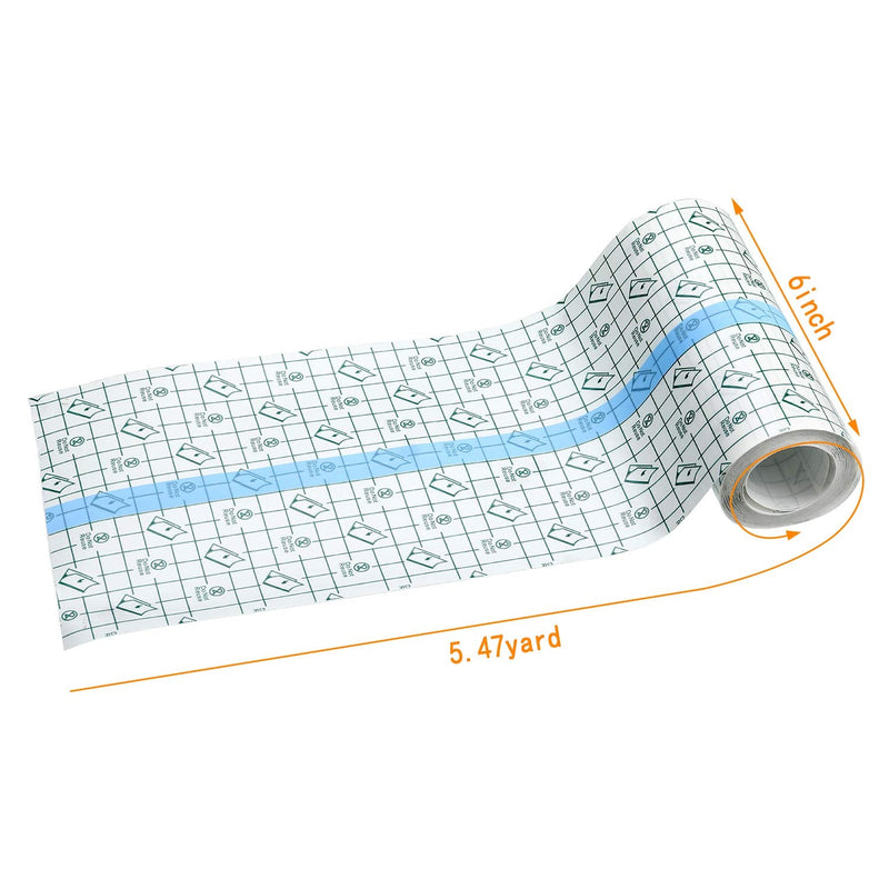Transparent Dressing Adhesive Bandage Waterproof Bandage Clear Adhesive Bandages Stretch Tape for Tattoos Swimming (6 Inch x 5.47 Yard) 6x196.92 Inch (Pack of 1)