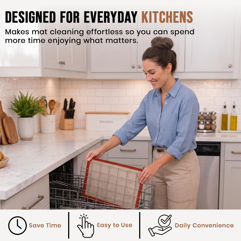 Silicone Mat Dishwasher Caddy Holder Stand: Silspa Dishwasher Safe Cage, Effortless Cleaning, Universal Fit, Durable Stainless Steel, Perfect Kitchen Accessory and Storage Basket