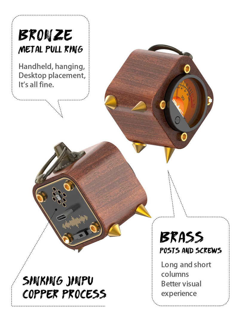 Wireless Audio Retro Analog VU Meter Sound Level Indicator DB Panel Display, VU Warm Back Light Audio Level Amp, VU Music Sync and Pickup Rhythm Ambient Lights-FVU1-M FVU01-M