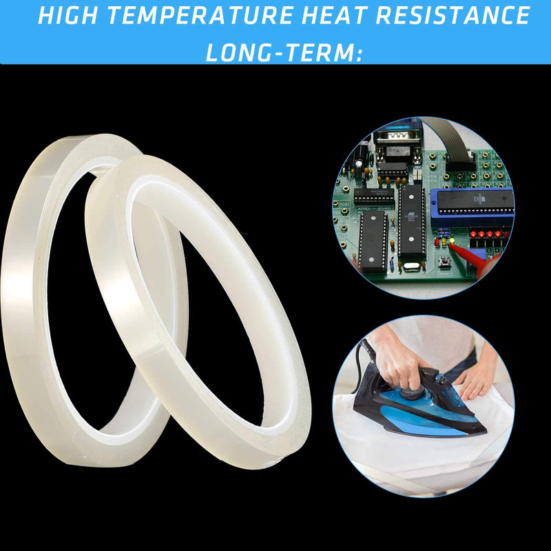 2 Pieces 108 ft Clear Heat Tape for Sublimation Heat Press Tape Heat Transfer Tape High Resistant Temperature Tape Thermal Tape for Electronics Printing Circuit Board Heat Transfer Vinyl (20 mm) 20 mm