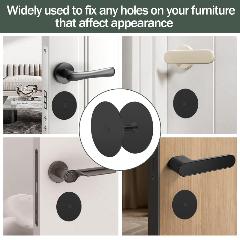 Door Hole Cover Plate,2-5/8" Diameter Round Deadbolt Cover Plate,Matte Black Door Knob Hole Cover Plate Door Hole Filler Plate for Home Security-2 Pack
