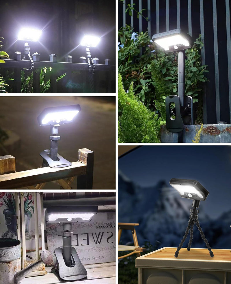 Clip on Solar Motion Sensor Lights Outdoor Waterproof with 92 LEDs, 6000K, 2 Pack Solar Powered Fence Lights for Outside Chain Link Fence Garage Gutter Camping RV (Cool White) Cool White (6000K)