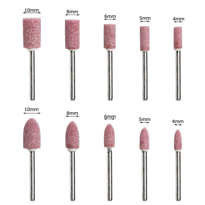 Coloch 100 Pieces Abrasive Stone Points with Plastic Box, Polishing Mounted Grinding Head Wheel Tool Kit Sanding Drill Bits Electric Grinding Accessories for Rotary Tool, Pink