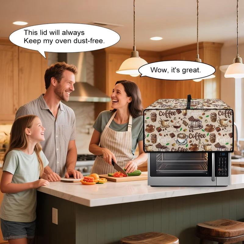 Coffee Chocolate Cake Print Toaster Oven Cover with Top Handle, Heavy Duty Dust-proof Microwave Oven Cover Compatible with Most Toasters Ovens (Medium-14.5 * 18.46 * 9 inches) M-16.1*19.71*10 inches Brown-Coffee Chocolate Cake Print