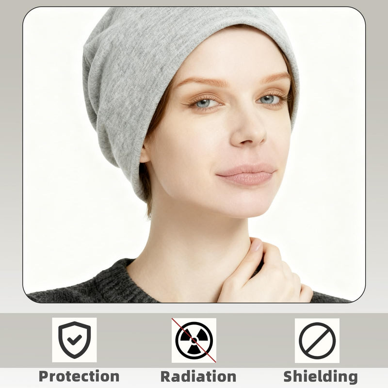 Amerthing Faraday Hat,Silver Fiber Faraday Slouch Beanie,Knitted Protection Cap Grey