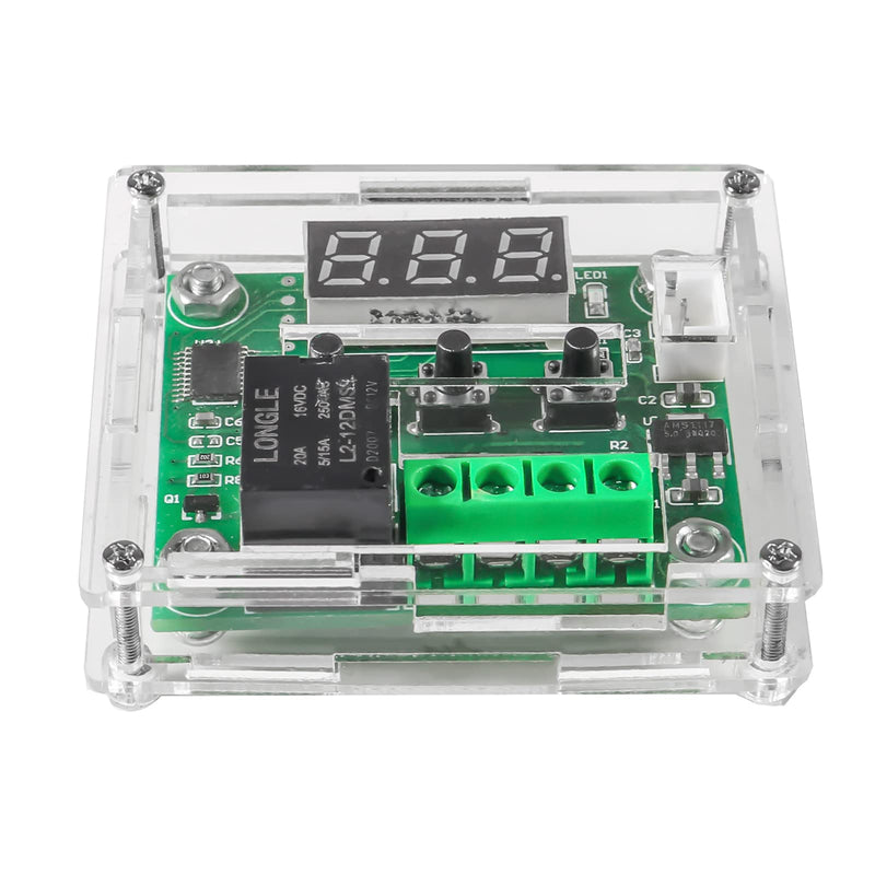 6pcs W1209 12V DC Digital Temperature Controller Board with Case Micro Digital Thermostat -50-110°C Electronic Temperature Temp Control Module Switch with 10A One-Channel Relay and Waterproof Blue 12V BLUE