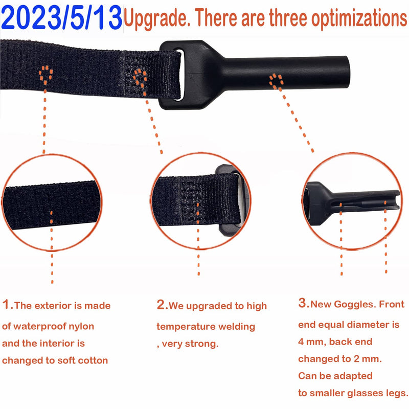 Adjustable Glasses Strap - Upgrade 4 Pack No Tail Eyeglass Straps, Universal Fit Rope Eyewear Retainer, Sport Unisex Sunglass Retainer Holder Strap (Black,13 inch) Black 2
