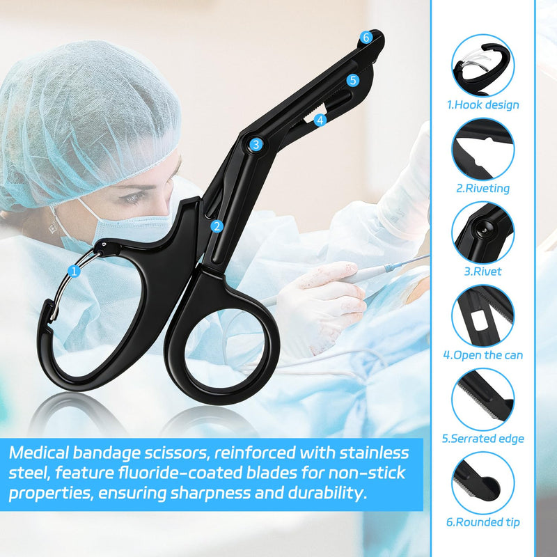 2PCS Medical Scissors,5.8 Inch EMT Trauma Shears,Bandage Scissors with Carabiner,Stainless Steel Nurse Scissors with Non-Stick Blades & Surgical Grade Shears for Nurses Doctors (5.8 Inch (15cm)) 5.8 Inch (15cm)