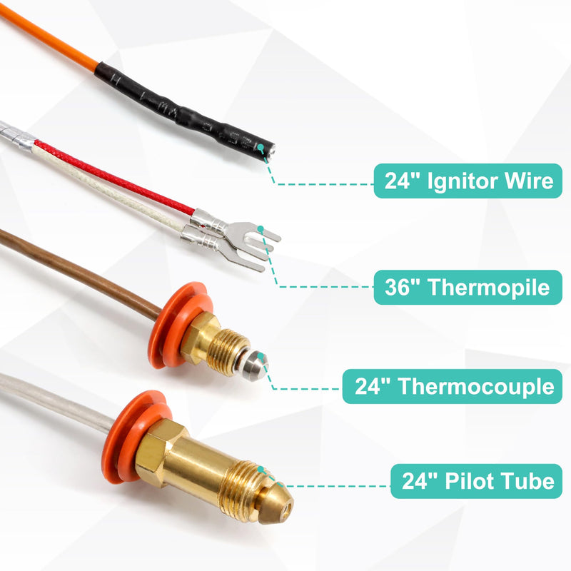 4021-736 Natural Gas Pilot Assembly for Heatilator, Heat N Glo, Quadrafire Fireplaces, 485-510A, 2103-010 Pilot Assembly Gas Fireplace Replacement Parts with Thermocouple Thermopile 4021-736 Natural Gas
