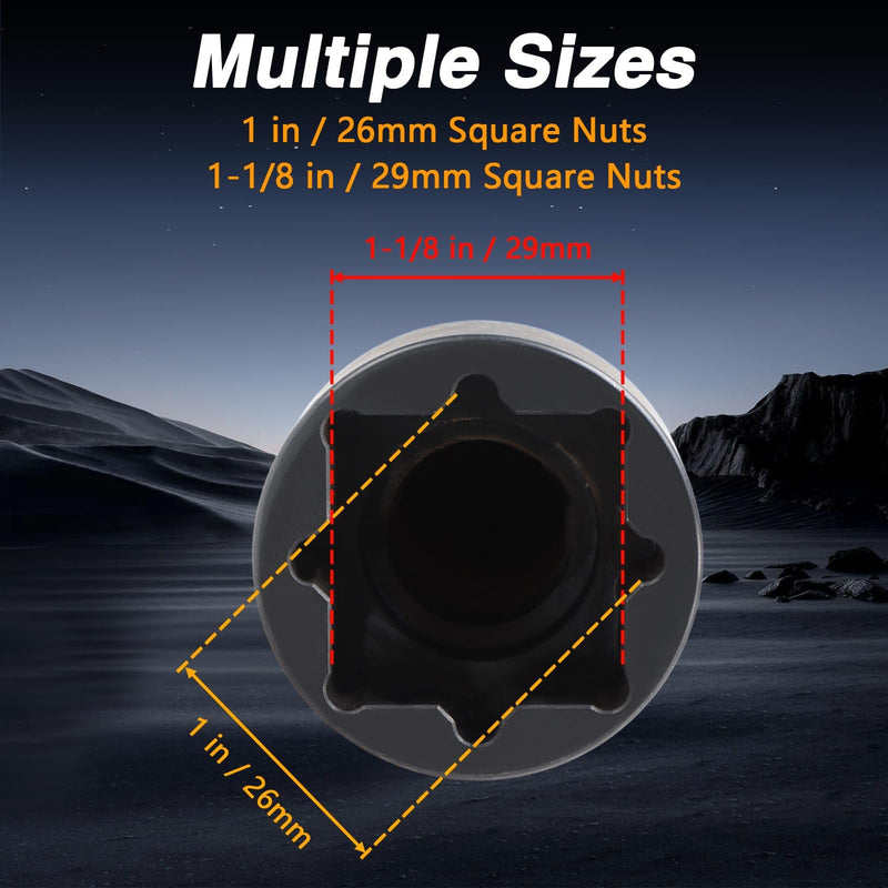 EVRBUL Upgraded Impact Drill Bit Socket Wrench 2-in-1 Square Nut Remover 4-Point Impact Adapter Socket for 1 Inch and 1-1/8 Inch Square Nuts