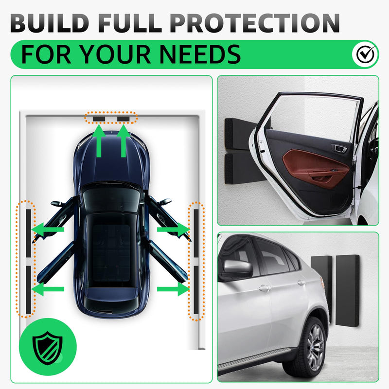 Garage Wall Protector Bumper Guards - 6 Pack Universal 1-3/16" Thick Car Door Edge Guard Self-Adhesive Comprehensive Protection EVA Foam Scratch Prevention Padding for Warehouse Parking Narrow Garage 6 Pack 11.8"x3.9"x1.2" Black