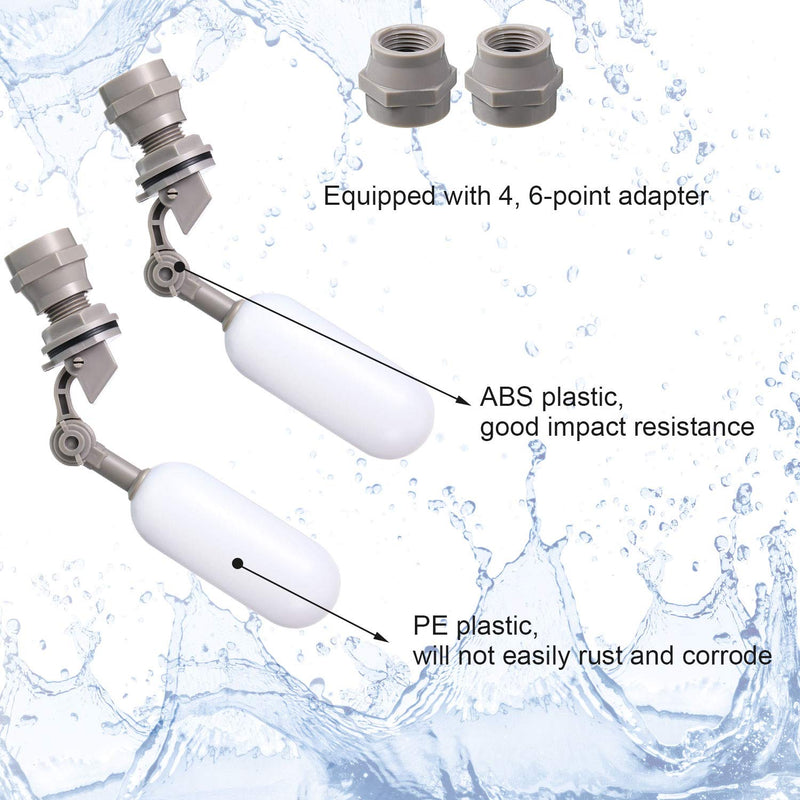 4 Pieces 1/2 Inch Float Ball Valve Plastic Water Float Valve Mini Plastic Float Valve with Adjustable Arm for Automatic Water Level Control of Water Tank 4
