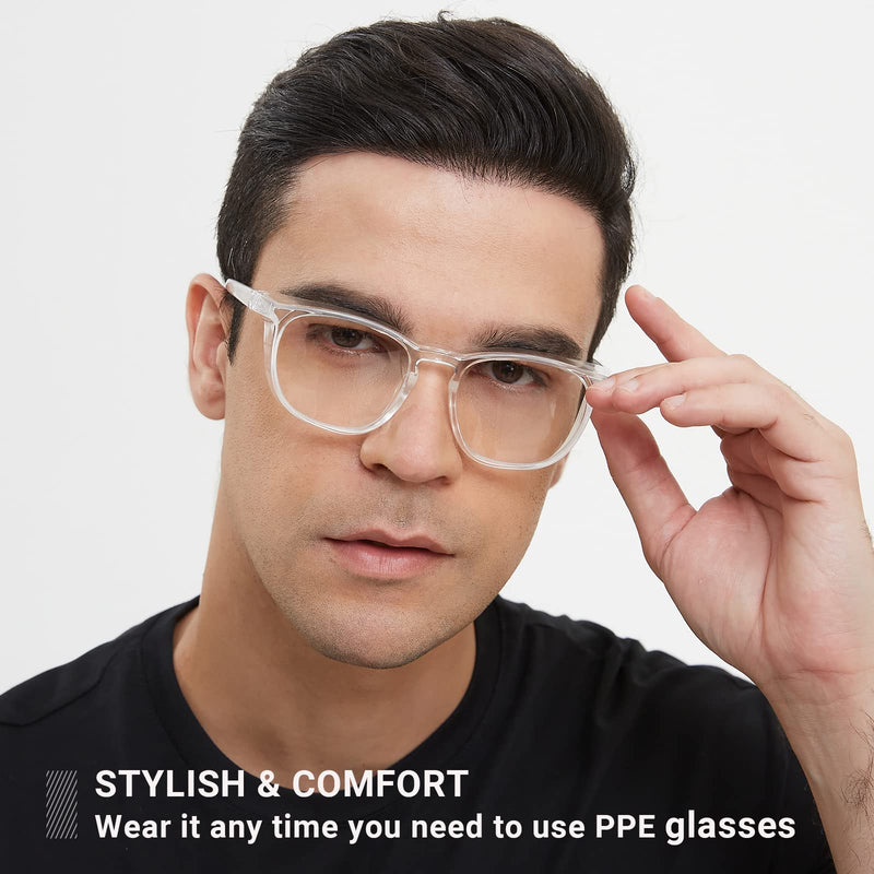 MORK&SUKY Safety Glasses, Stylish Goggles With No Fog Lense, Alternatives To Regular Protective Eyewear For Lab and Nursing. Transparent