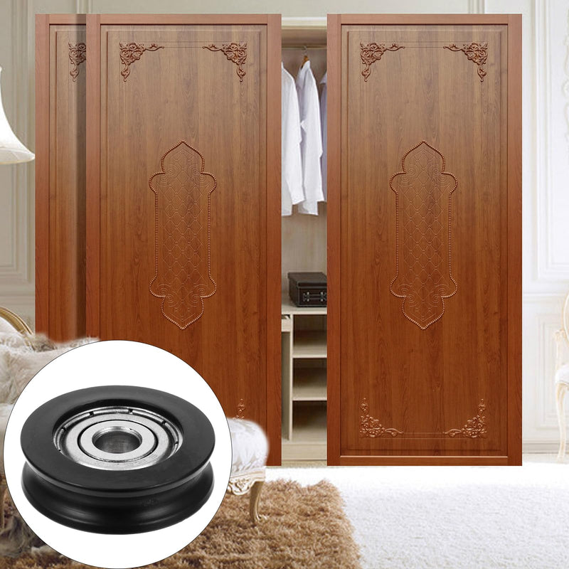 TEHAUX Nylon U-Groove Sliding Door Pulley Wheel 1.18 Inch – Low-Noise & Smooth-Sliding for Barn Doors, Cabinets, Shower Doors & Windows – for Residential & Commercial Use 2.5X2.5CM Black