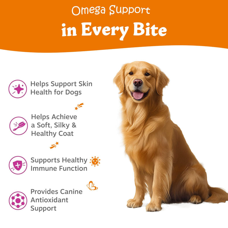 Salmon Oil for Dogs Skin and Coat, Omega 3 Fish Oil Chews, Dog Allergy Relief Chews, Itch Relief Supplement, 120 Count, Salmon Flavor