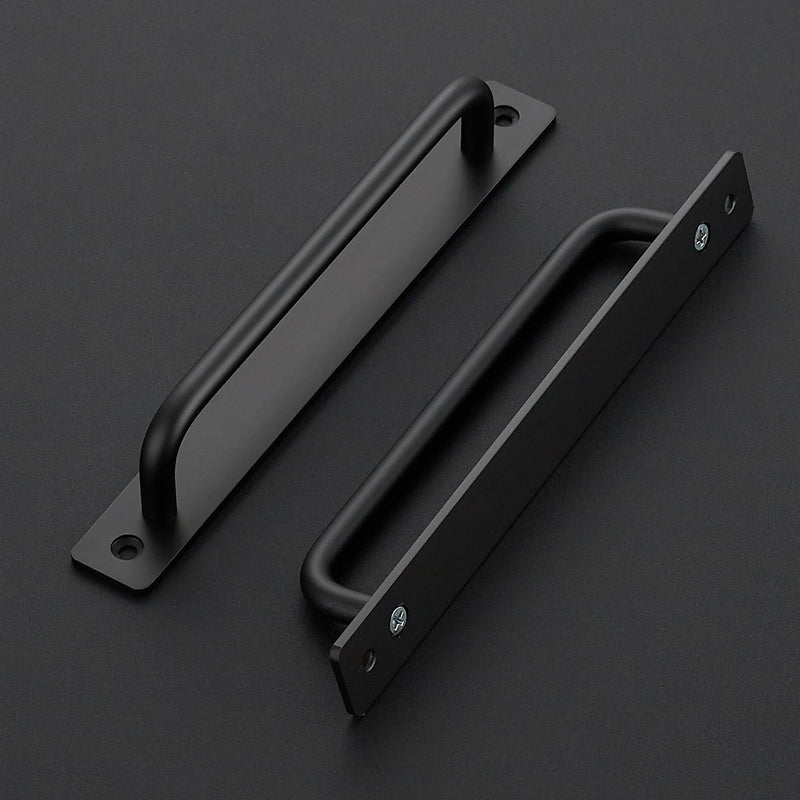 Ravinte Barn Door Handles 2 Pack Sliding Door Handle 7.5" Hole Center Barn Hardware Black Cabinet Hardware with Plate for Sliding Closet Zinc Alloy 7.5 In Hole Centers