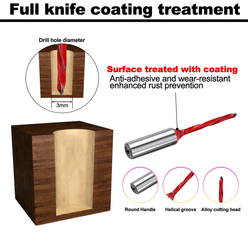 ADWAN Hinge Boring Drill Bit Set 3PCS, 1x 35mm Forstner Bit & 2X 3mm Brad Point Bits, 70mm Total Length, Tungsten Carbide Tipped, Replacement Parts for Hinge Boring Machine & Woodworking Drill Press 3mm/35mmx70mm