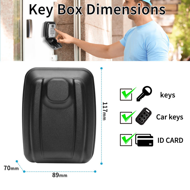 Key Lock Box, Wall Mounted Key Storage Box with 9 Digit Keyboard Resettable Code, Large Capacity, Rustproof Waterproof Security Lock Box for Home, Warehouse, Outdoor Normal - NewNest Australia