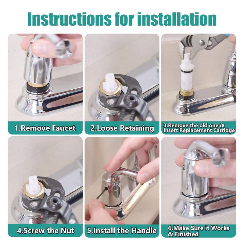 1224 1224B Faucet Cartridge Replacement Kit For Most Double Handle Moen Faucets and Tub/Showers Repair Kit,Replacement Compatible with Moen Two Handle Faucets,4 Pack 1224 Cartridge