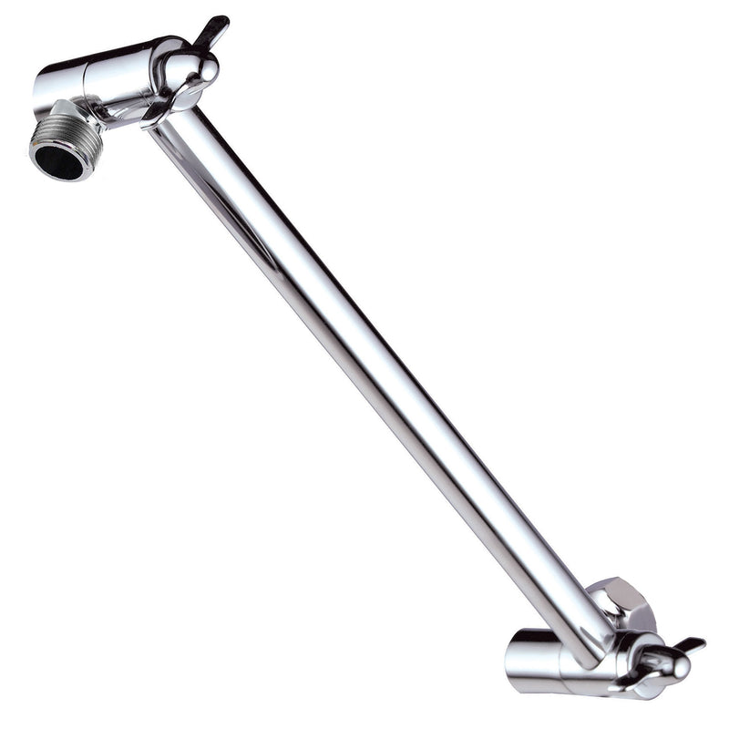 Hotel Spa 11" Solid Brass Adjustable Shower Arm with Lock Joint, Chrome, 2-Ft Range, Universal Connection