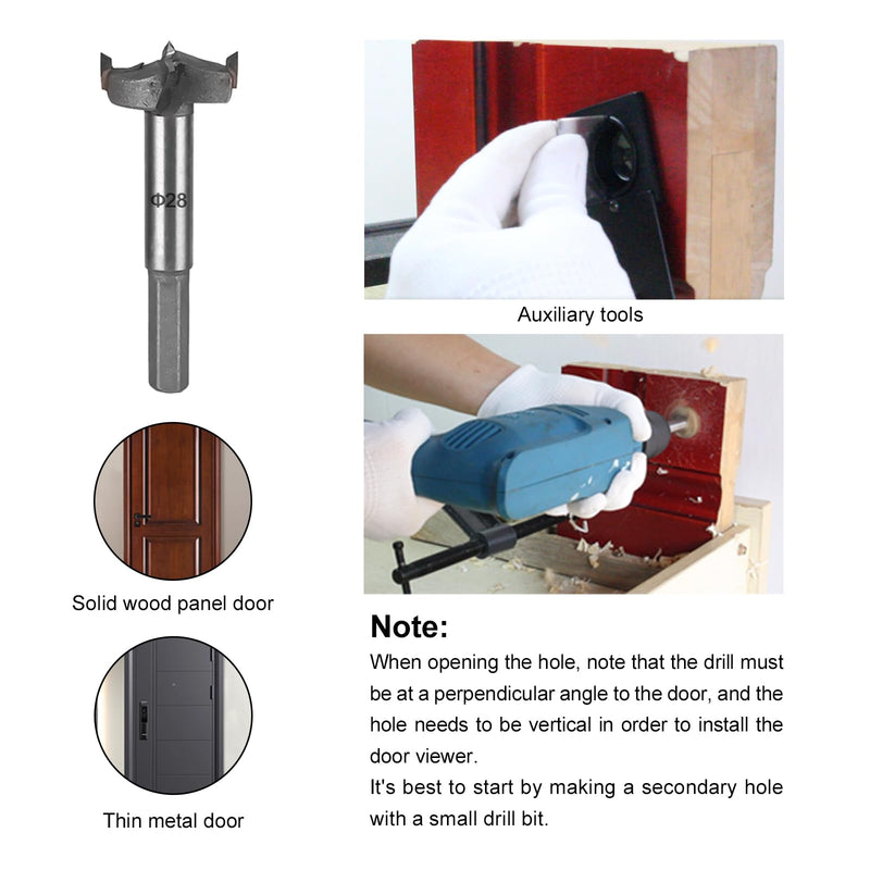 Earl Diamond Solid Brass Square HD 220 Degree Door Viewer Peephole with 28mm Drill Bit and Privacy Cover, Compatible with Door Thick from 1-21/32" to 2-1/8", Satin Nickel