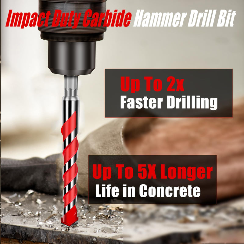 48-20-9058 10-Piece Impact Duty Carbide Concrete Hammer Drill Bit Set | Concrete Hammer Drill Bit Compatible with Milwaukee Tool, Masonry Drill Bits Set for Concrete, Stone, Brick with Storage Case