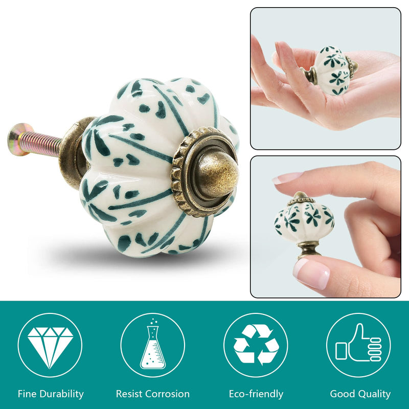 12pcs Ivory Pumpkin Knobs, Vintage Ceramic Cabinet Knobs, Dresser Knobs Drawer Knobs Door Knobs Drawer Pulls Dresser Handles with Mounting Screws - Leaf Pattern 12 Pieces