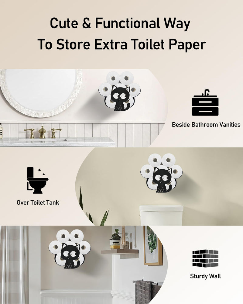 Cat Toilet Paper Holder for Extra 8 Rolls, Unique Decorative Toilet Paper Storage Wall Mounted, Farmhouse Bathroom Animal Decor Accessoris Storage Cabinet