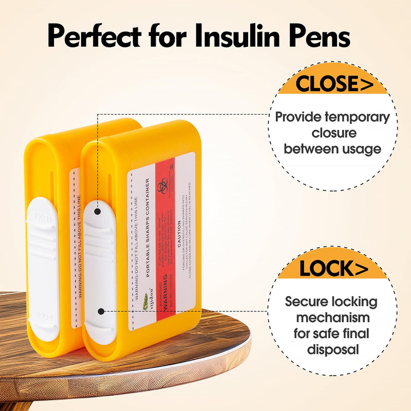 Portable Sharps Container Designed for Safe and Easy Disposal of Insulin Needles, Pen Needles, and Other Medical Sharps While Traveling Or at Home (6 Piece) 6
