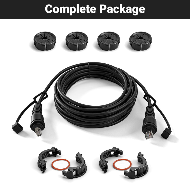 Jerbor 20FT Marine Network Cable Fit for Garmin, RJ45 Male to Male Waterproof Network Cord Fit for GPSMAP ECHOMAP UHD/Ultra, Fish Finder, GMR, GCV 10 Sonar Module, GMS 10, Replaces 010-10550-00