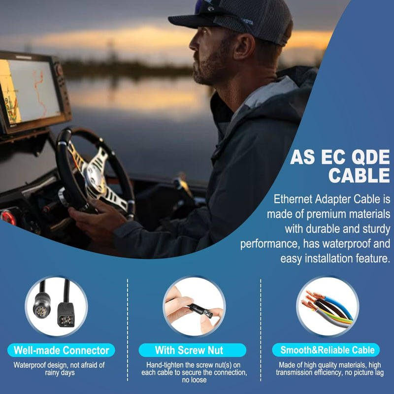 720074-12 AS EC QDE 12 Ethernet Adapter Cable Fits for Helix 7, Helix 8, Helix 9, Helix 10, Helix 12 and Helix 15 Fish Finders