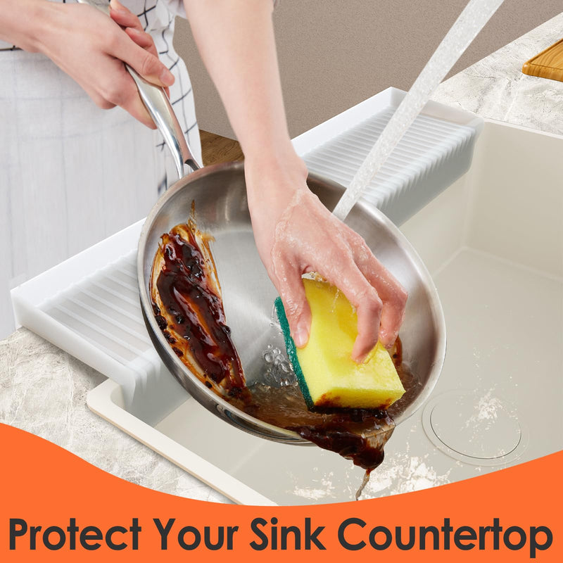 Sink Edge Protectors for Kitchen Sink, Silicone Sink Splash Guard for Kitchen and Bathroom, Protect Countertop from Scratch, Stain, Splash, Kitchen Sink Protector Stainless Steel, Granite, Quartz Transparent-1 4in x 20in