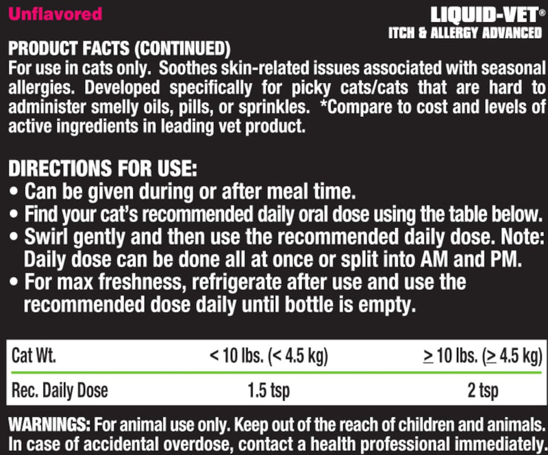 by Cool PET Holistics Feline Itch & Allergy Advanced Formula, Plain, 8 oz Unflavored - PawsPlanet Australia