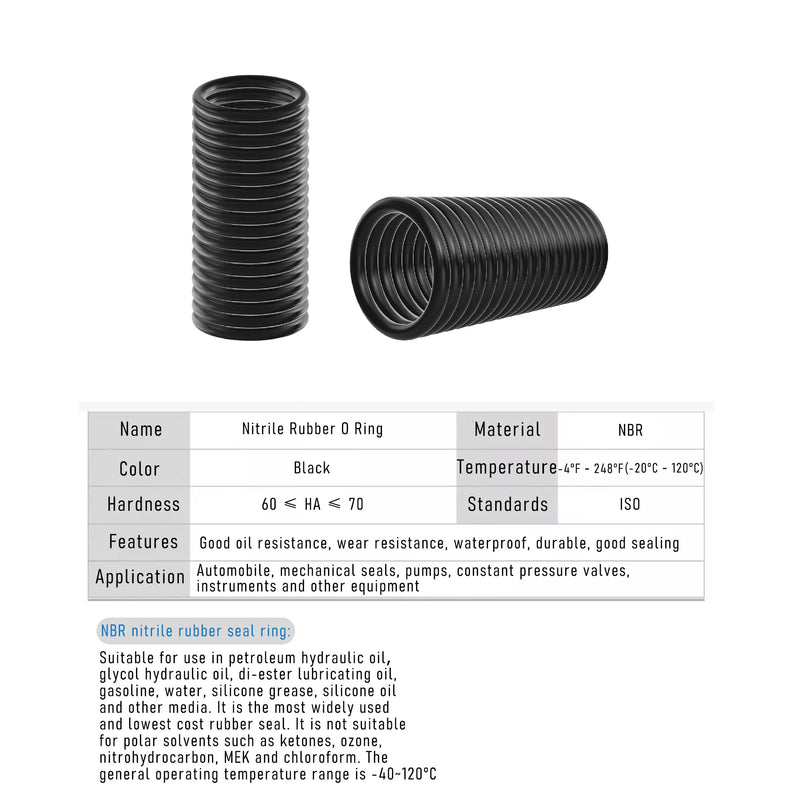 100 PCS Nitrile Rubber O Ring 16mm OD 12mm ID 2mm Width, Metric Buna-N NBR Sealing Gasket Plumbing, Gas, Automotive and Faucet Repair, Resist Oil and Heat O-Rings, Black 16x12x2mm