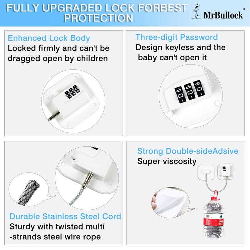 Refrigerator Lock Fridge Locks for Kids Keyless Child Safety Cabinet Locks for Cabinets Closets Drawers Window Electrical Appliances White 3 Pack