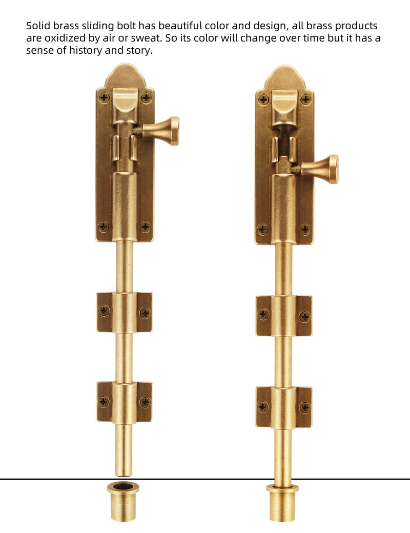 Heavy Duty Cane Bolts Latch Garage Bolts10", Extra Lengthen Solid Bronze Sliding Bolt- Barrel Bolt Door Latch Oil Rubbed Bronze Large Sliding Bolt Door Locks,Drop Pin Bolts Cane Gate