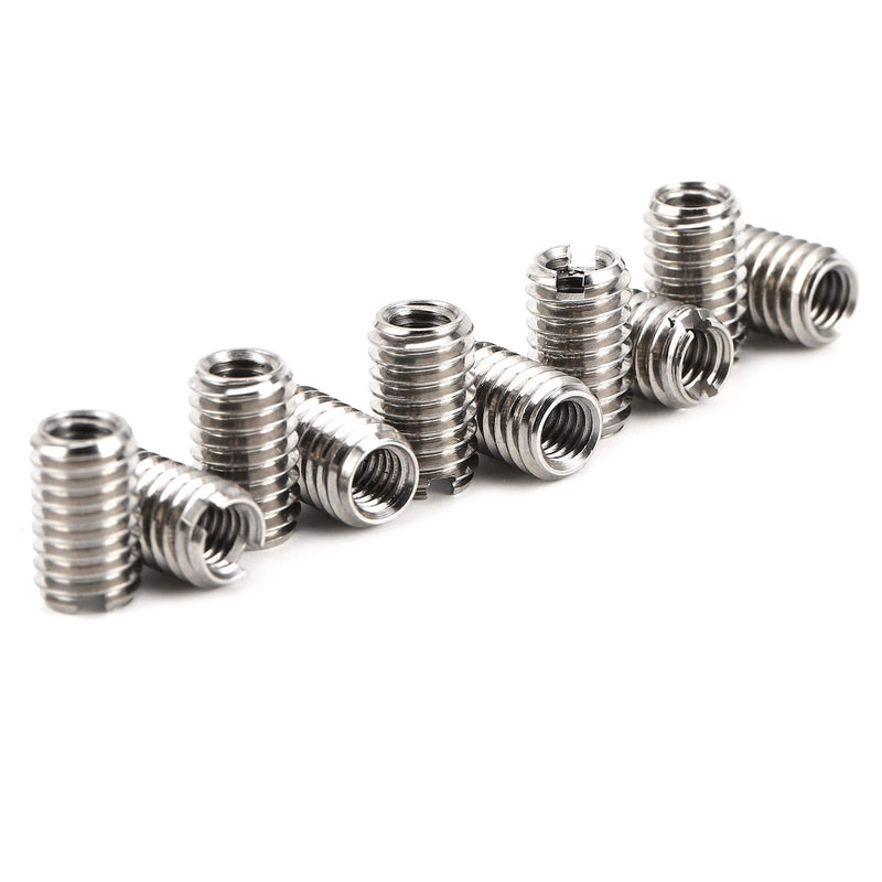 10pcs Threaded Insert for Hard-Wood,Female M4x0.7 Male M6x1.0 Stainless Steel Thread Inserts Installation Tool for Furniture, Cabinets, Displays, and More. M4*0.7–M6*1.0(Length 10mm)