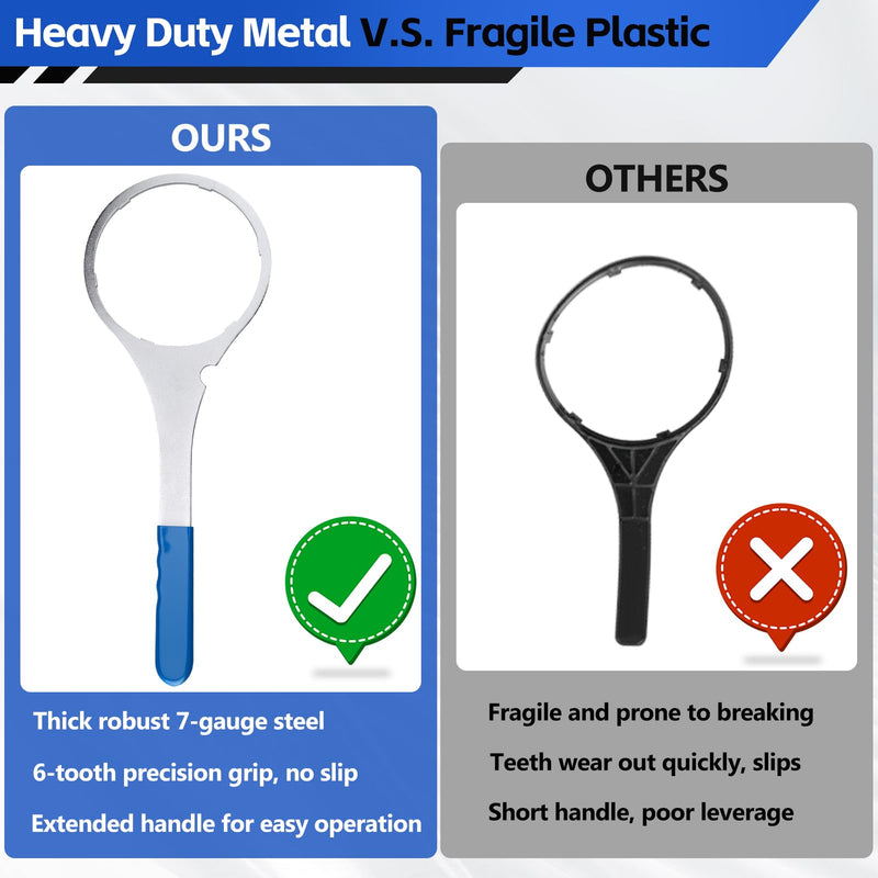 Xastro SW-4-SS-8 Heavy Duty Metal Water Filter Wrench – 6" ID Whole House Water Filter Wrench Replaces SW-4 & Pentek 144368 Plastic Wrench, Compatible with American Plumber W2010-PR, 152017, 152022
