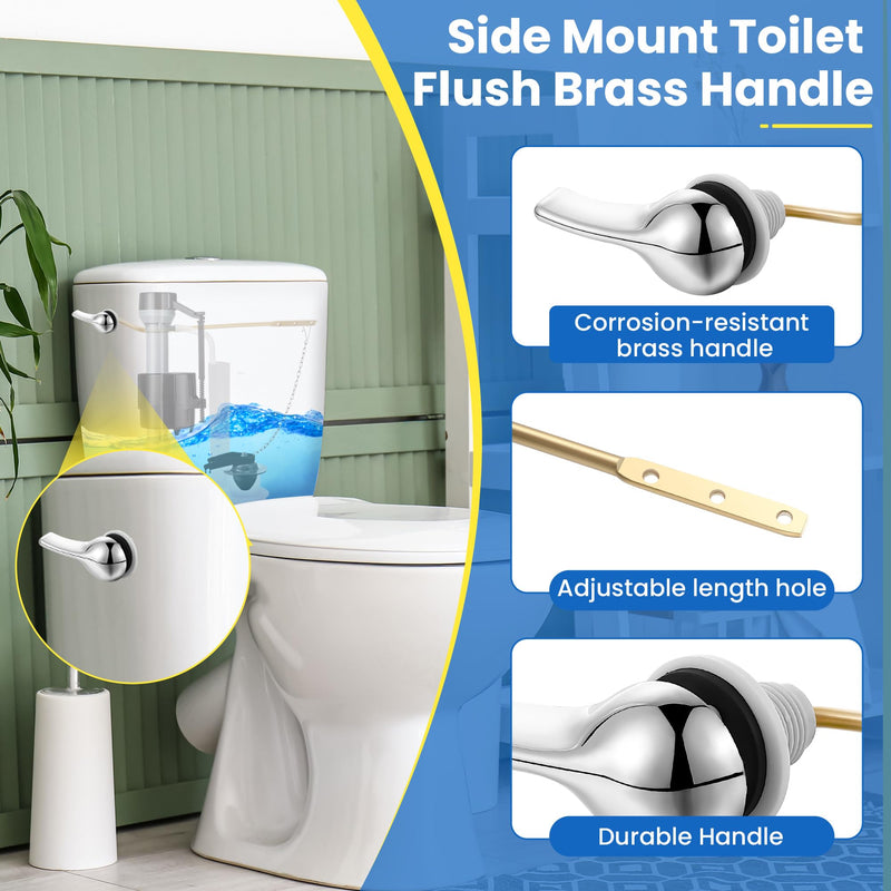 Saillong Universal Toilet Tank Replacement Kit, Include Toilet Fill Valve, 2 Inch Low Flow Toilet Rubber Flapper, Side Mount Toilet Flush Brass Handle(Dark Grey, Black,1 Set) Dark Grey, Black 1