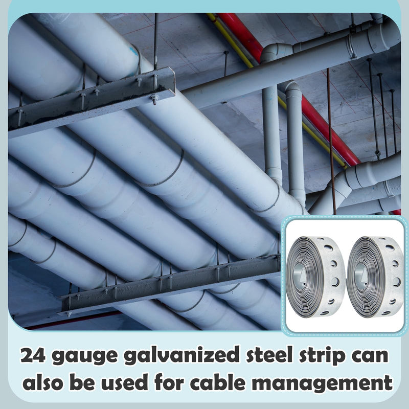 Gisafai 4 Pcs Galvanized Hanger Strap Metal Strapping with Holes Pipe Hanger for Pipe Supports Hanging, 3/4 Inch x 10 ft