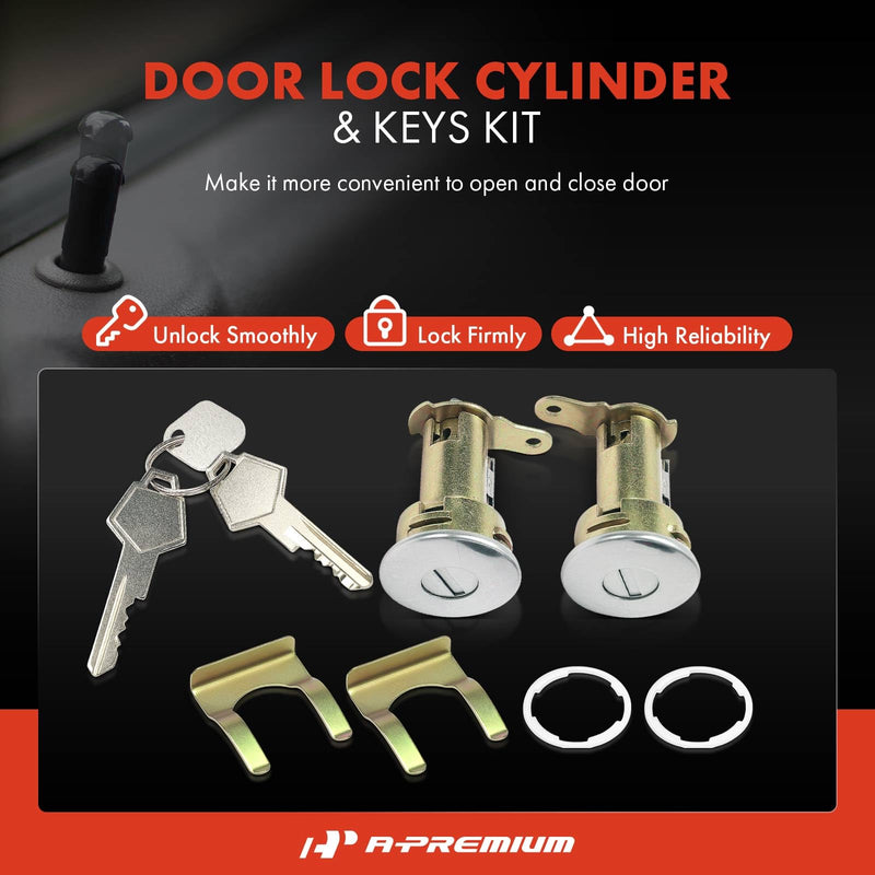 A-Premium Door Lock Cylinder with Keys Compatible with Dodge & Chrysler | for Dodge Charger, Challenger, Dart, Dakota, B200 & Chrysler Town & Country, Laser & Plymouth Turismo 2.2, GTX