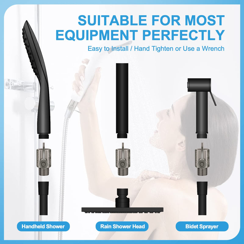 Shower Head Shut Off Value with Handle Lever, 304 Stainless Steel Water Flow Control Value 1/2" NPT Thread, Showerhead Shower Shut Off Adjustable Water Pressure Regulator, Water Saver