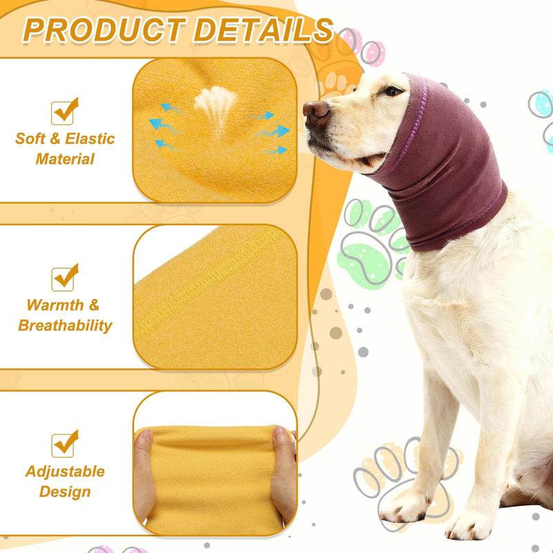 Dog Head Wrap, Cat Ear Wrap Ear Muffs Quiet Head Cover Sleeves Anxiety Ease Head Protection No Shake, (Yellow, L), Intended for Pet Grooming/Force Drying/Fireworks Yellow